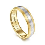 14K White-Yellow Gold 6mm - Two Tone Men's Wedding Band in Satin Finish - MBM0131-60M4JJJ-Gabriel & Co.-Renee Taylor Gallery