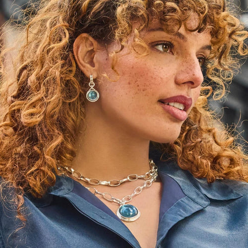 Solara Hoop & Charm Earrings-Iridescent Montana Blue - ER1021SIPE00-Julie Vos-Renee Taylor Gallery