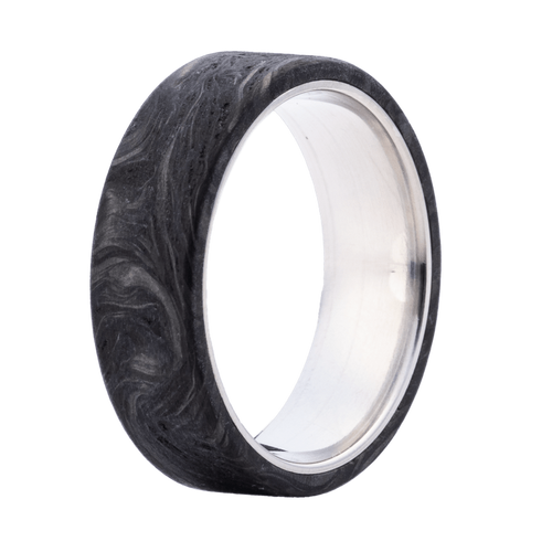 7mm Forged Carbon Fiber Flat Ring with Titanium Interior Sleeve – 7FCFTIX101-Heavy Stone-Renee Taylor Gallery
