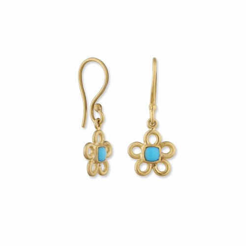 Flower Power Cushion Sb Turquoise Earrings by Lika Behar