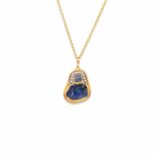 Freeform Ocean Explosion Tanzanite Pendant with Diamond by Lika Behar
