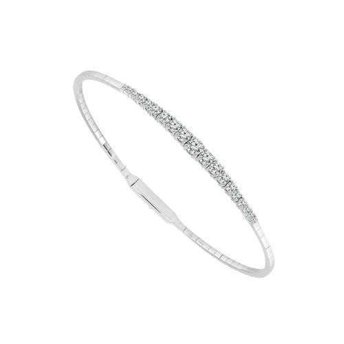 14K White Gold Round Diamond Flexible Bangle Bracelet - FSBG5007S8W-iDD-Renee Taylor Gallery