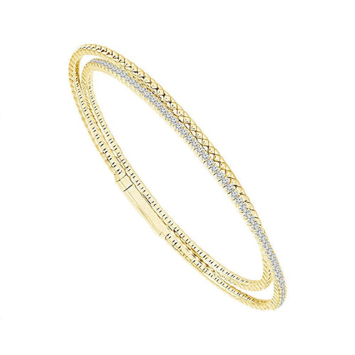 14K Yellow Gold Diamond Flexible Bangle Bracelet - FSBG5193S8Y-iDD-Renee Taylor Gallery