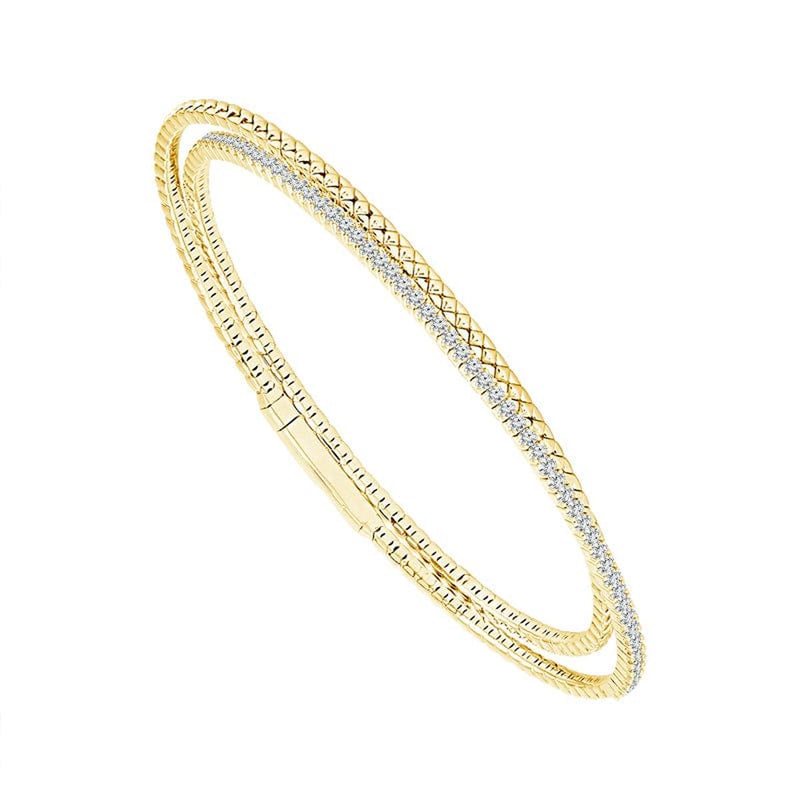 14K Yellow Gold Diamond Flexible Bangle Bracelet - FSBG5193S8Y-iDD-Renee Taylor Gallery