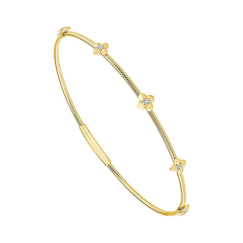 14K Yellow Gold Diamond Flexible Bangle Bracelet - FSBG5404S8Y-iDD-Renee Taylor Gallery