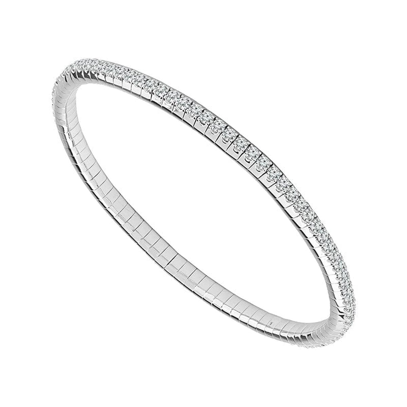 14K White Gold Round Diamond Flexible Bangle Bracelet- FSBG5412S8W-6C-iDD-Renee Taylor Gallery