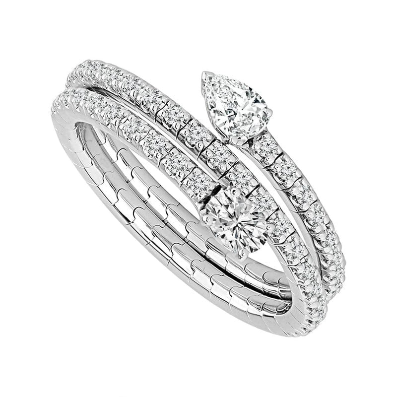 14K White Gold Oval, Pear, and Round Diamond Flexible Ring - FSR5010K6W-6C-iDD-Renee Taylor Gallery