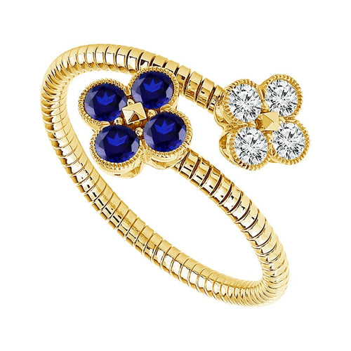 14K Yellow Gold Round Blue Sapphire Flexible Ring - FSR5045SA3S8Y