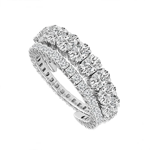 14K White Gold Oval and Round Diamond Flexible Eternity Band - FSRT5059OVK6W4
