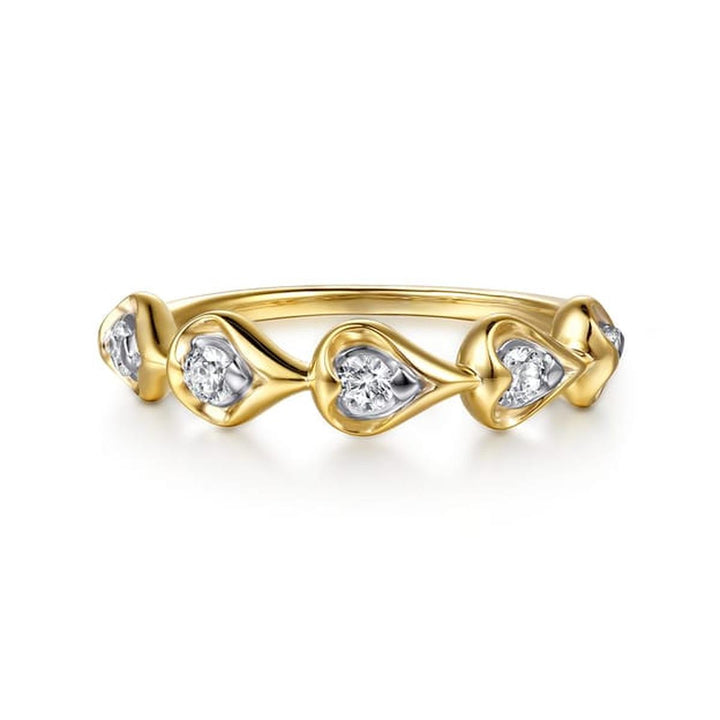 Fiora - 14K White Yellow Gold Diamond Stackable Ring - LR52944M45JJ-Gabriel & Co.-Renee Taylor Gallery
