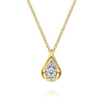 Fiora - 14K White and Yellow Gold Diamond Teardrop Pendant Necklace - NK8021M45JJ-Gabriel & Co.-Renee Taylor Gallery