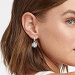 Fleur-de-Lis Hoop & Charm Iridescent Montana Blue Earrings - ER667SIPE00-Julie Vos-Renee Taylor Gallery