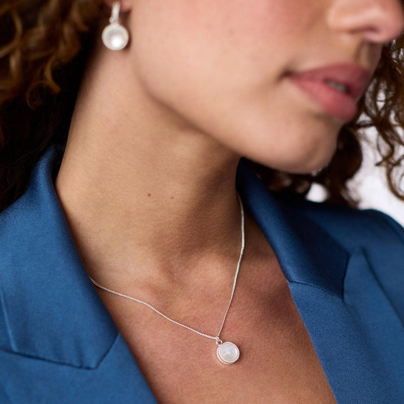 Fleur-de-Lis Solitaire Chalcedony Blue Necklace - N377SCA00-Julie Vos-Renee Taylor Gallery