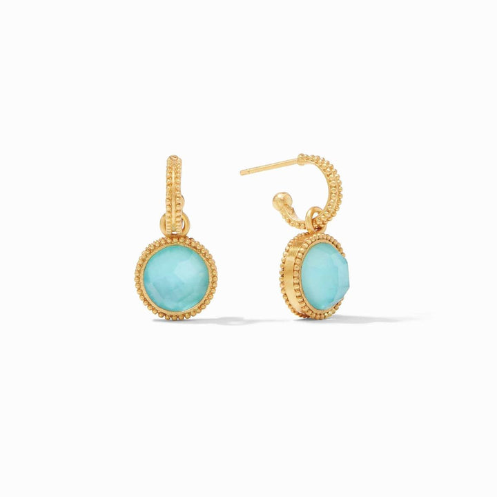 Fleur-de-Lis Hoop & Charm Reversible Earrings - Iridescent Bahamian Blue-Julie Vos-Renee Taylor Gallery