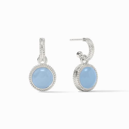 Fleur-de-Lis Hoop & Charm Chalcedony Blue Earrings - ER667SCA00-Julie Vos-Renee Taylor Gallery
