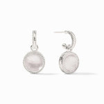Fleur-de-Lis Hoop & Charm Iridescent Clear Crystal Earrings - ER667SIRC00-Julie Vos-Renee Taylor Gallery