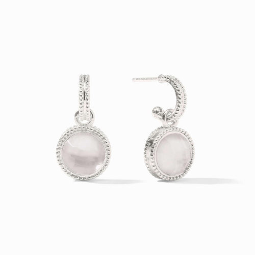 Fleur-de-Lis Hoop & Charm Iridescent Clear Crystal Earrings - ER667SIRC00-Julie Vos-Renee Taylor Gallery