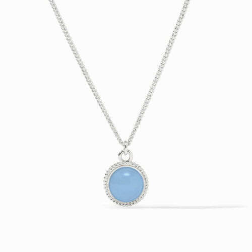 Fleur-de-Lis Solitaire Chalcedony Blue Necklace - N377SCA00-Julie Vos-Renee Taylor Gallery