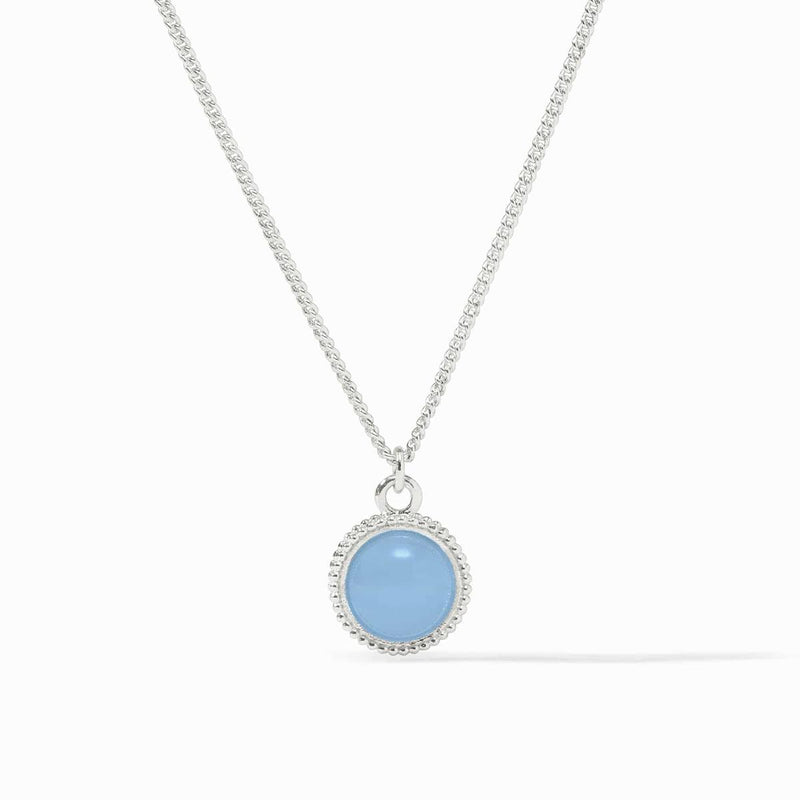 Fleur-de-Lis Solitaire Chalcedony Blue Necklace - N377SCA00-Julie Vos-Renee Taylor Gallery