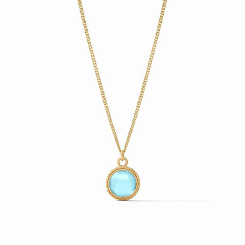 Fleur-de-Lis Solitaire Iridescent Capri Blue Necklace - N377GICP00-Julie Vos-Renee Taylor Gallery