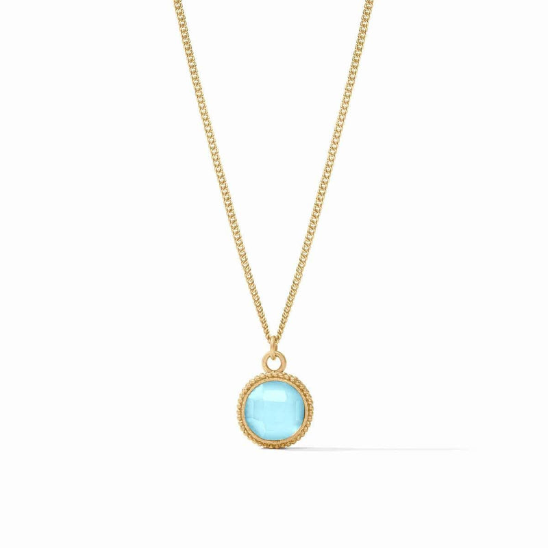 Fleur-de-Lis Solitaire Iridescent Capri Blue Necklace - N377GICP00-Julie Vos-Renee Taylor Gallery