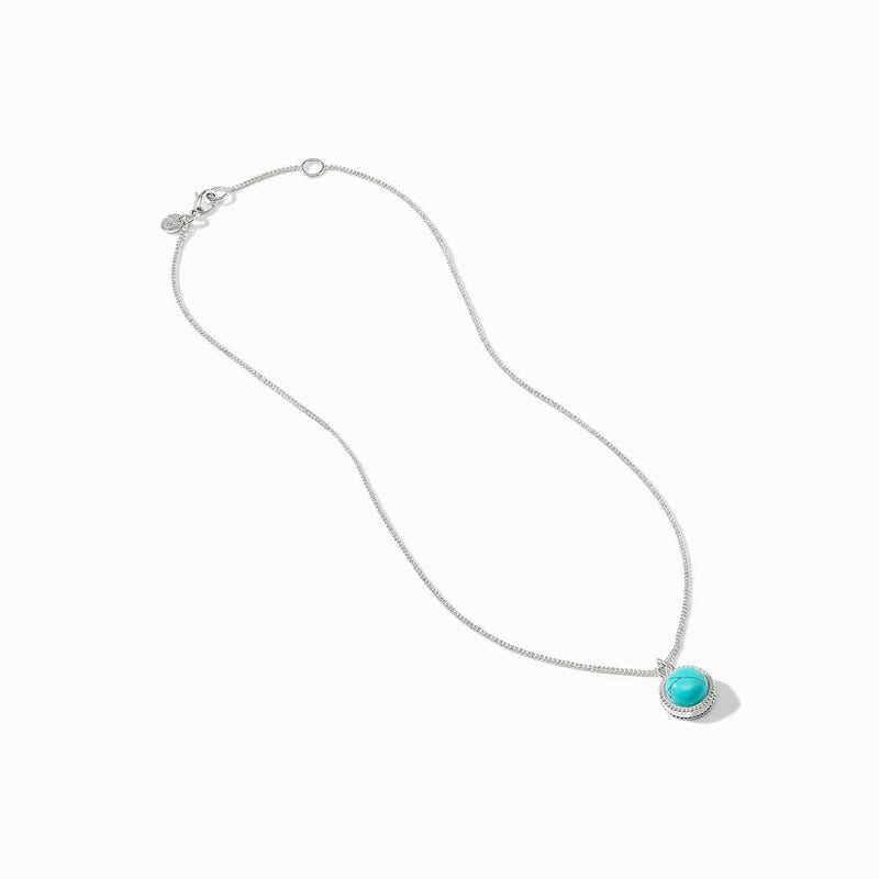 Fleur-de-Lis Solitaire Chalcedony Blue Necklace - N377SCA00-Julie Vos-Renee Taylor Gallery