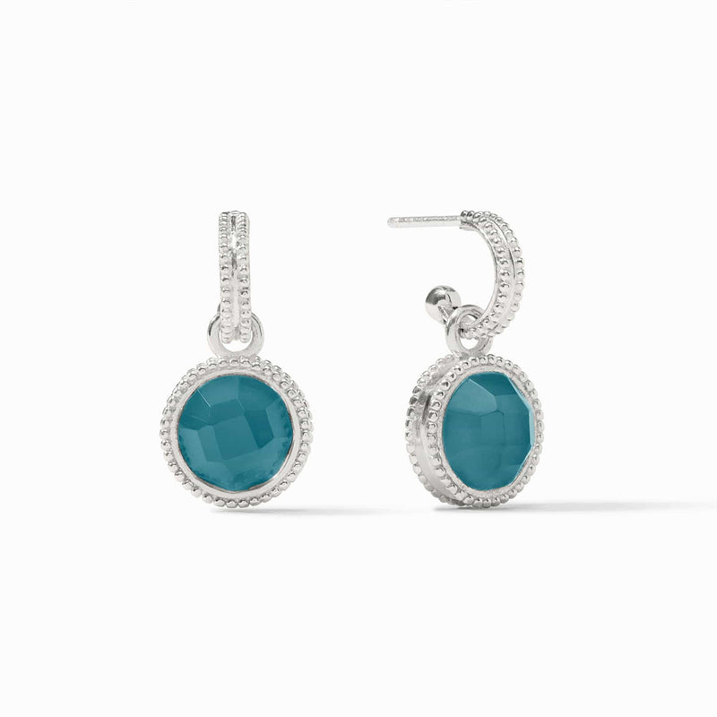 Fleur-de-Lis Hoop & Charm Iridescent Montana Blue Earrings - ER667SIPE00-Julie Vos-Renee Taylor Gallery