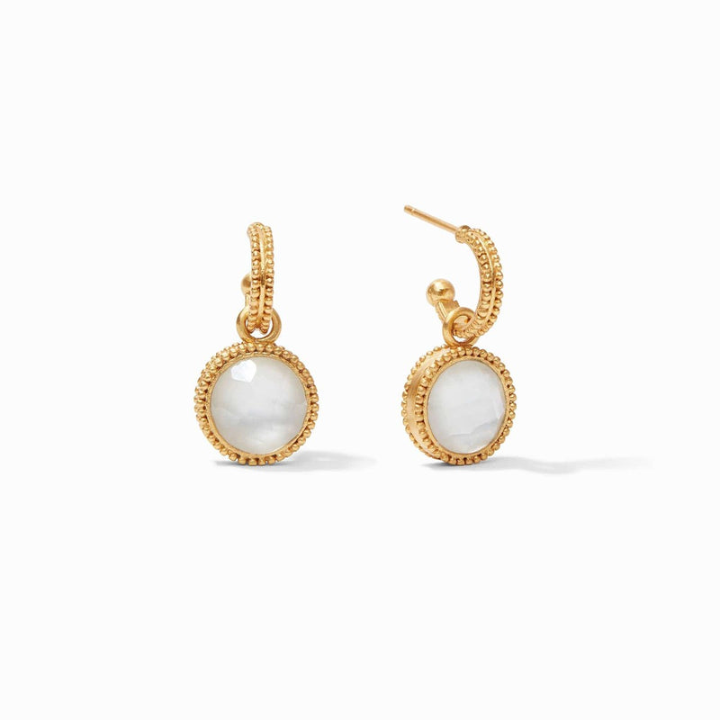 Fleur-de-Lis Hoop & Charm Reversible Earrings - Iridescent Clear Crystal-Julie Vos-Renee Taylor Gallery