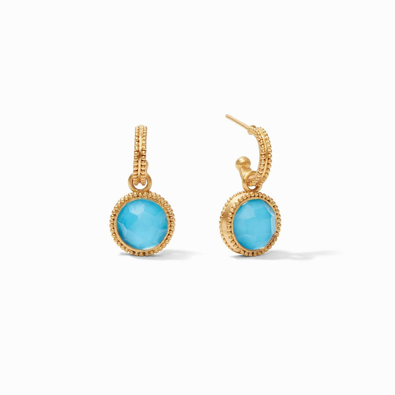 Fleur-de-Lis Hoop & Charm Reversible Earrings - Iridescent Clear Crystal-Julie Vos-Renee Taylor Gallery