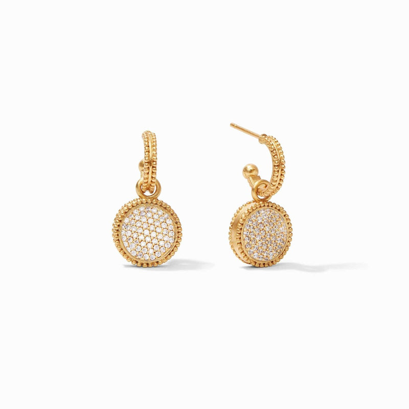 Fleur-de-Lis Hoop & Charm Reversible Earrings - Iridescent Clear Crystal-Julie Vos-Renee Taylor Gallery