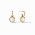 Fleur-de-Lis Hoop & Charm Reversible Earrings - Iridescent Clear Crystal-Julie Vos-Renee Taylor Gallery