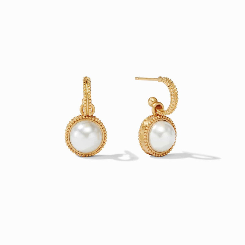Fleur-de-Lis Hoop & Charm Reversible Earrings - Iridescent Clear Crystal-Julie Vos-Renee Taylor Gallery