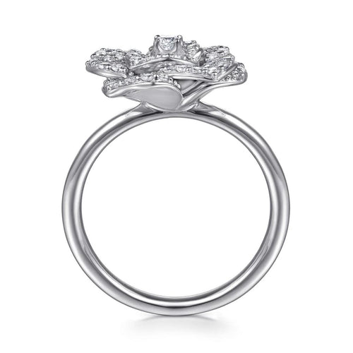 Floral 14K White Gold Diamond Floral Fashion Ring - LR52882W45JJ-Gabriel & Co.-Renee Taylor Gallery