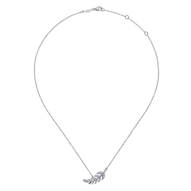 14K White Gold Diamond Leaf Pendant Necklace - NK4627W45JJ-Gabriel & Co.-Renee Taylor Gallery