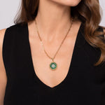 14K Yellow Gold Bujukan Diamond and Malachite Medallion Pendant in size 24mm With Detachable Bail Bujukan Collection - PT6614Y45MA-Gabriel & Co.-Renee Taylor Gallery