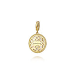 14K Yellow Gold Bujukan Diamond and Mother of Pearl Medallion Pendant 18mm - PT6615Y45WM-Gabriel & Co.-Renee Taylor Gallery