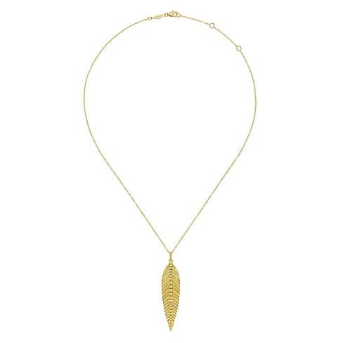 14K Yellow Gold Leaf Pendant Necklace - NK6764Y4JJJ-Gabriel & Co.-Renee Taylor Gallery