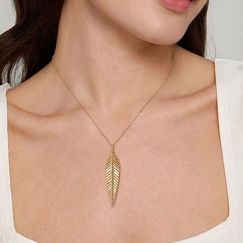 14K Yellow Gold Leaf Pendant Necklace - NK6764Y4JJJ-Gabriel & Co.-Renee Taylor Gallery