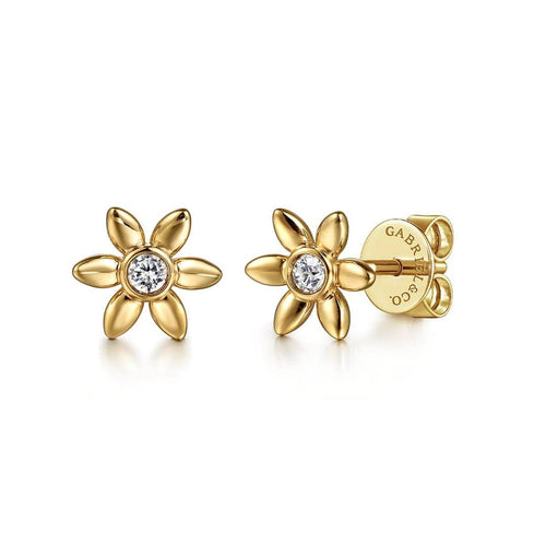 14K Yellow Gold White Sapphire Stud Earrings – EG15165Y4JWS-Gabriel & Co.-Renee Taylor Gallery