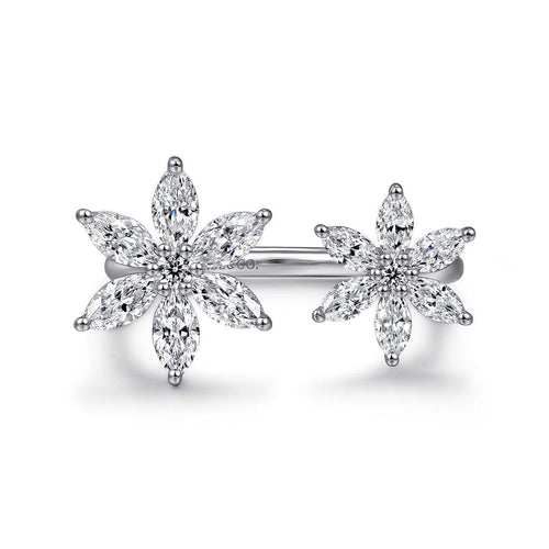 18K White Gold Diamond Floral Open Ladies Ring – LR52635W84JJ-Gabriel & Co.-Renee Taylor Gallery