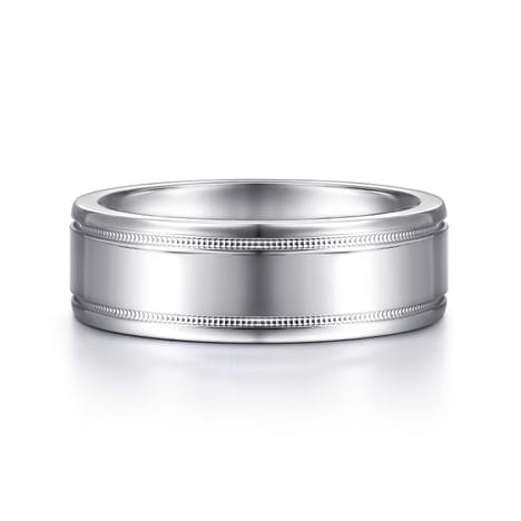 14K White Gold 7mm - High Polished Men's Wedding Band - MBH0140-70W4JJJ-Gabriel & Co.-Renee Taylor Gallery