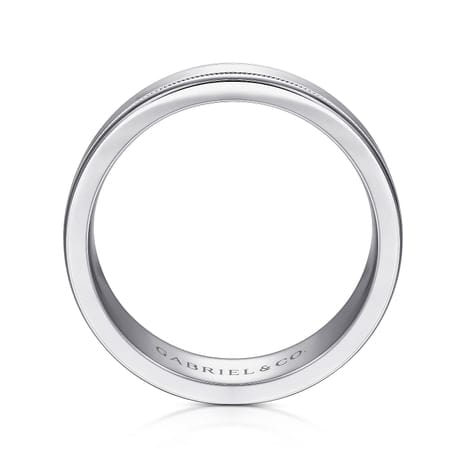 14K White Gold 7mm - High Polished Men's Wedding Band - MBH0140-70W4JJJ-Gabriel & Co.-Renee Taylor Gallery