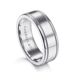 14K White Gold 7mm - High Polished Men's Wedding Band - MBH0140-70W4JJJ-Gabriel & Co.-Renee Taylor Gallery