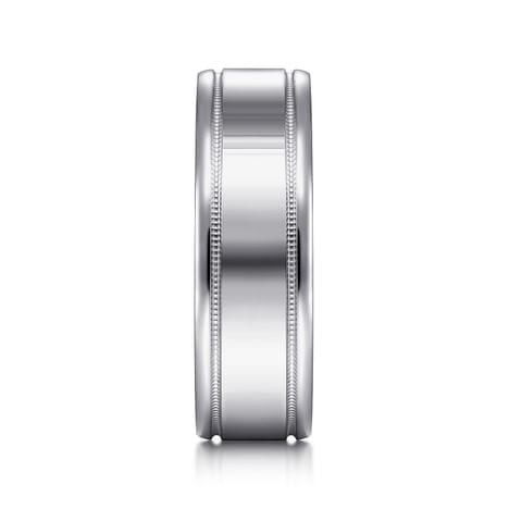 14K White Gold 7mm - High Polished Men's Wedding Band - MBH0140-70W4JJJ-Gabriel & Co.-Renee Taylor Gallery