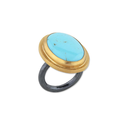 Gela Ring with Turquoise Kingman by Lika Behar
