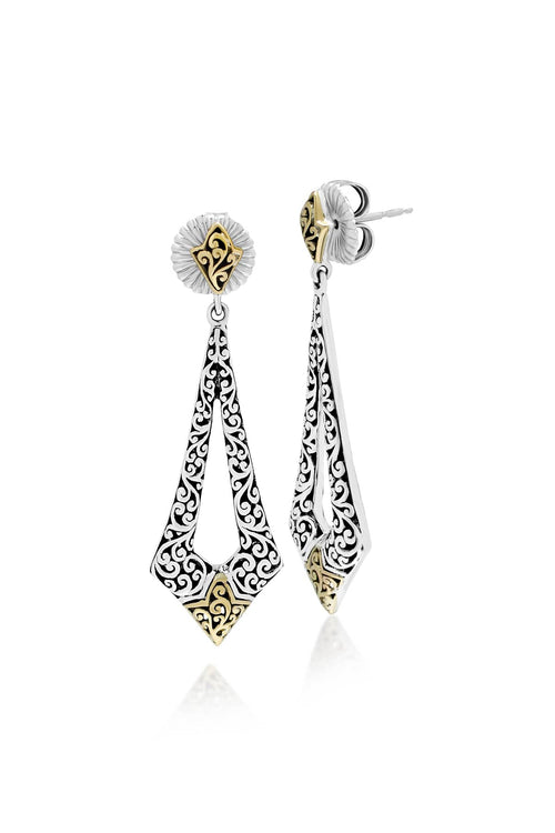 18K Yellow Gold Sterling Silver Signature Scroll Drop Earring - GEU6656-FHY36-Lois Hill-Renee Taylor Gallery
