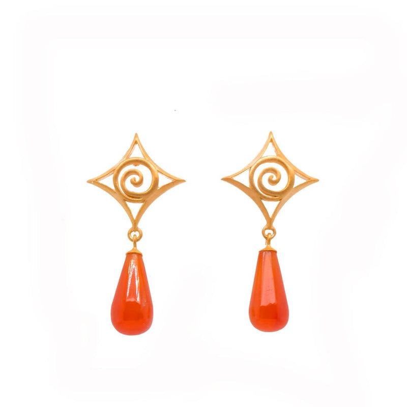 Gratitude Spiral Carnelian Cabochon Drop Earrings Gold Vermeil - GRE1DPCAR-Joyla-Renee Taylor Gallery