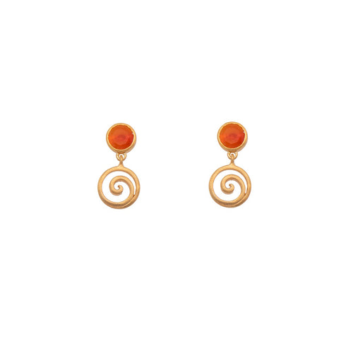 Gratitude Open Swirl Carnelian Vermiel 24K Gold Vermeil Earrings-Joyla-Renee Taylor Gallery