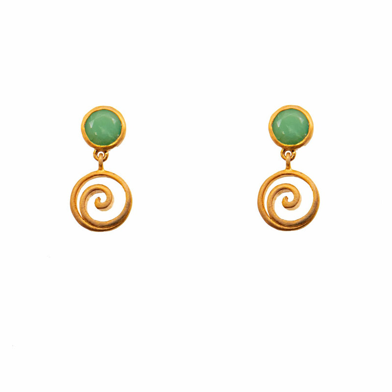 Gratitude Swirl Chrysoprase 24K Gold Vermeil Earrings-Joyla-Renee Taylor Gallery