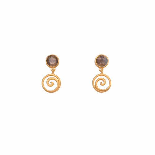 Gratitude Open Swirl Labradorite 24K Gold Vermeil Earrings-Joyla-Renee Taylor Gallery